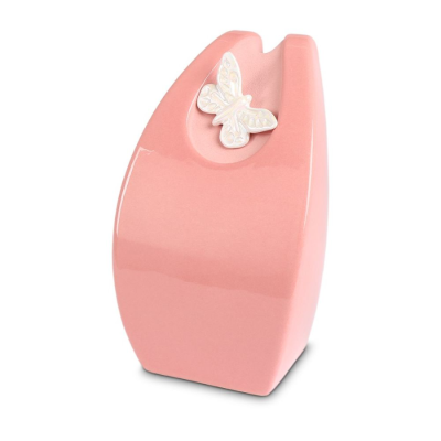 staande kinder urn keramiek met vlinder