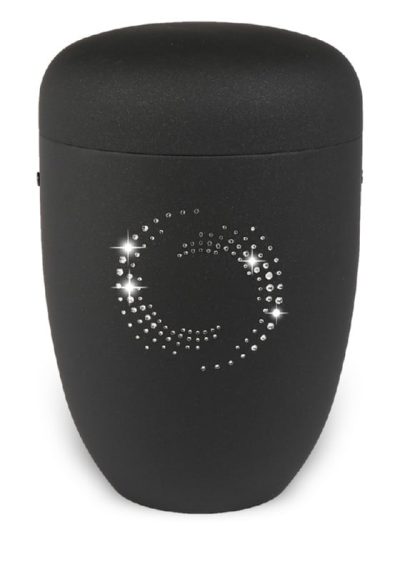 urn mat zwart strass rond