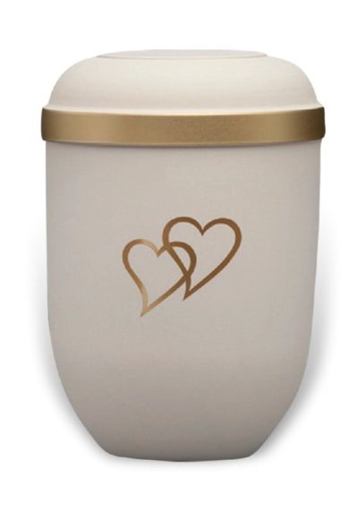 ecologische urn wit met gouden harten