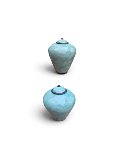 vaas urn keramiek turquoise buitenurn