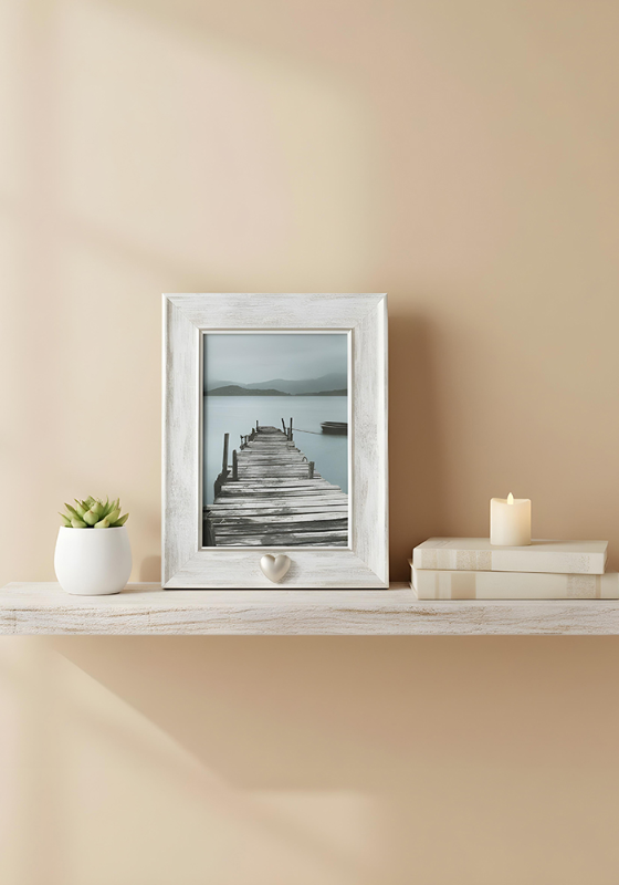 fotolijst met hartje asbusje 13x18 oud wit