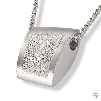 Fingerprint assieraad zilver ovaal met askamer