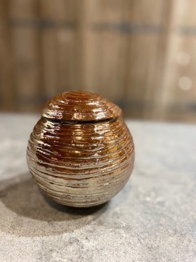 urn rosé goud bolurn keramiek
