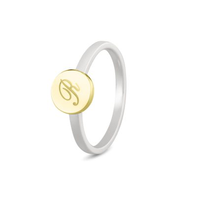 458SY Bicolour Signet Disk Ring